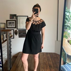 Black dress with beautiful detail around collar!